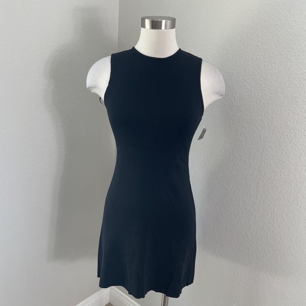 NEW Solid & Striped Dress Womens Medium Black Ribbed Tank Bodycon Knit Mini